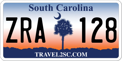 SC license plate ZRA128