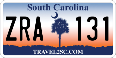 SC license plate ZRA131