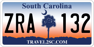 SC license plate ZRA132