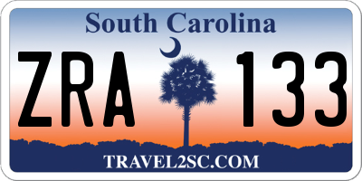 SC license plate ZRA133