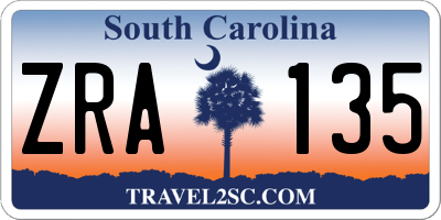 SC license plate ZRA135