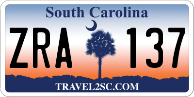 SC license plate ZRA137