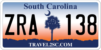 SC license plate ZRA138