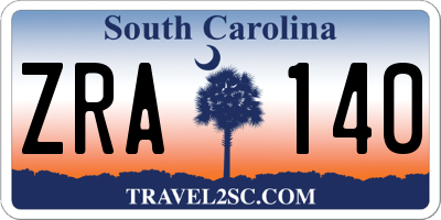 SC license plate ZRA140
