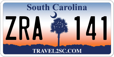 SC license plate ZRA141