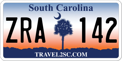 SC license plate ZRA142