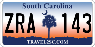 SC license plate ZRA143