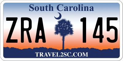 SC license plate ZRA145