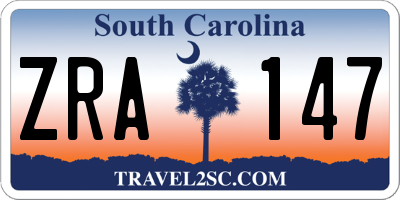SC license plate ZRA147