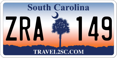 SC license plate ZRA149