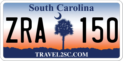SC license plate ZRA150