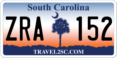 SC license plate ZRA152