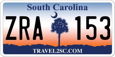 SC license plate ZRA153