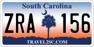 SC license plate ZRA156