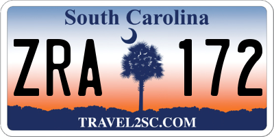 SC license plate ZRA172