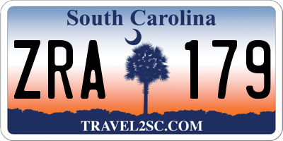 SC license plate ZRA179