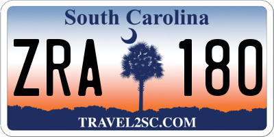 SC license plate ZRA180