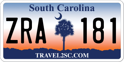SC license plate ZRA181