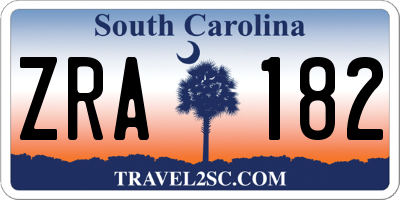 SC license plate ZRA182