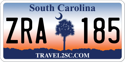 SC license plate ZRA185