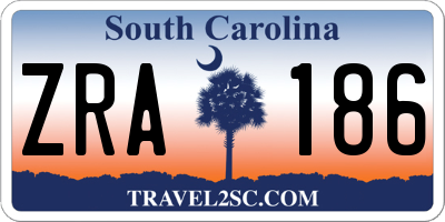 SC license plate ZRA186