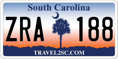 SC license plate ZRA188
