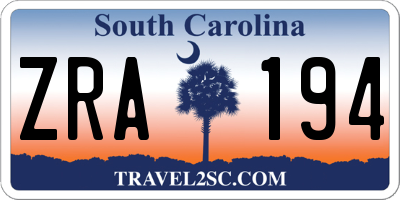 SC license plate ZRA194