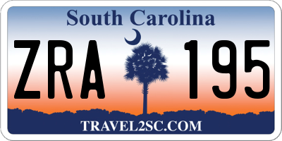 SC license plate ZRA195