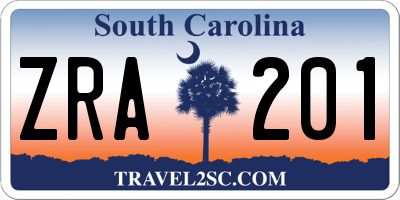 SC license plate ZRA201