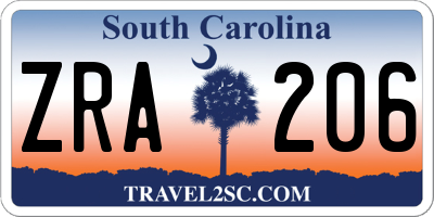 SC license plate ZRA206
