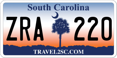 SC license plate ZRA220