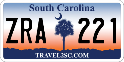 SC license plate ZRA221