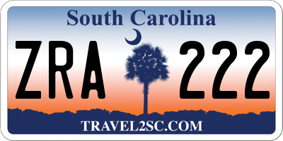 SC license plate ZRA222