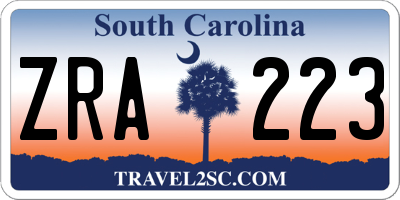 SC license plate ZRA223