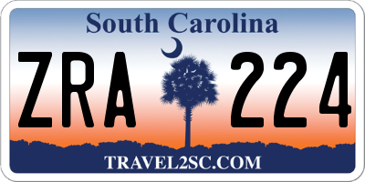 SC license plate ZRA224