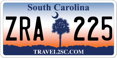 SC license plate ZRA225