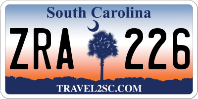 SC license plate ZRA226