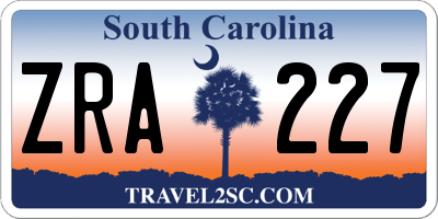 SC license plate ZRA227