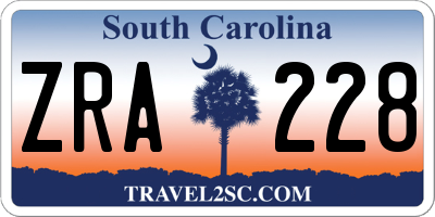 SC license plate ZRA228