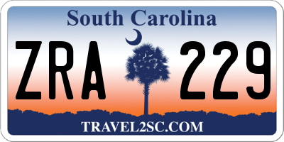 SC license plate ZRA229