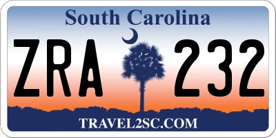 SC license plate ZRA232