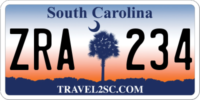 SC license plate ZRA234