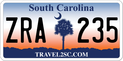 SC license plate ZRA235