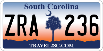 SC license plate ZRA236