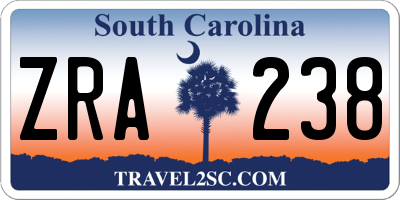 SC license plate ZRA238