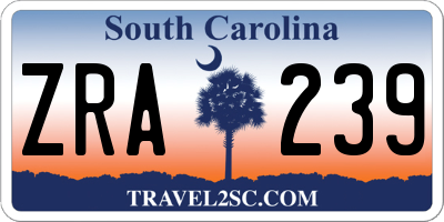 SC license plate ZRA239