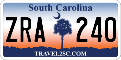 SC license plate ZRA240