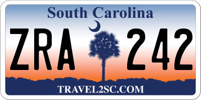 SC license plate ZRA242