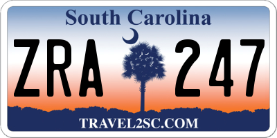 SC license plate ZRA247