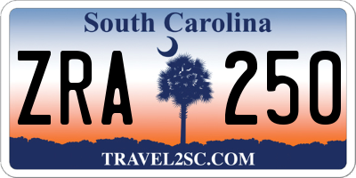 SC license plate ZRA250